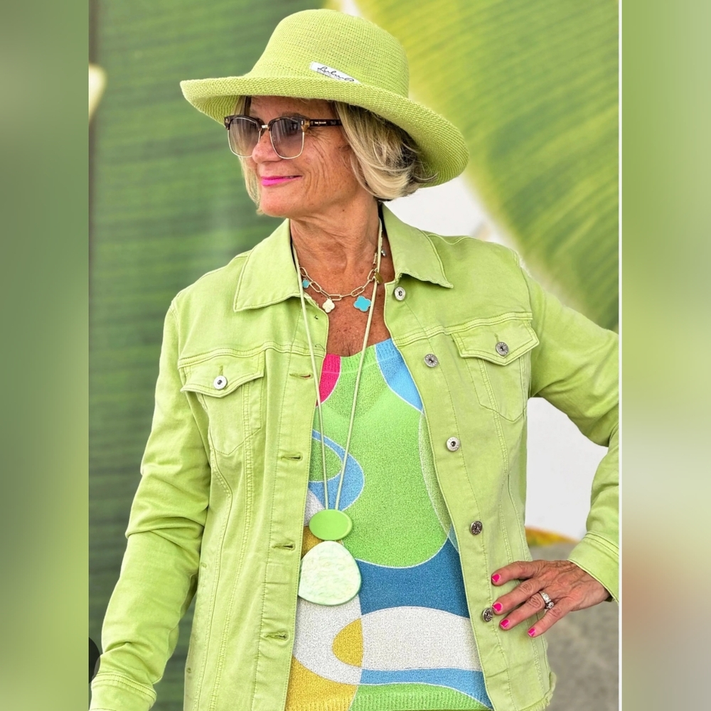 ETHYL Lime Green Denim Jacket Size 8
